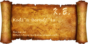 Koós Borbála névjegykártya